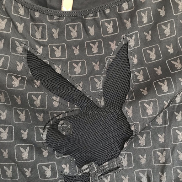 PLAYBOY Brand Made in Italy Collectible Stretchy Bunny Mesh Top - Picture 2 of 7